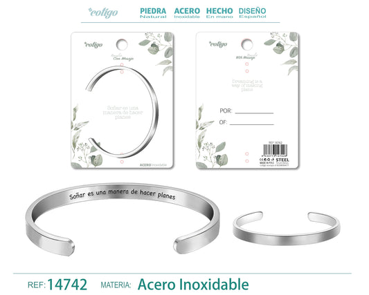 14742-Brazalete Acero con Mensaje Español
