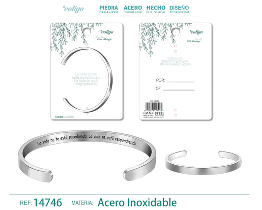 14746-Brazalete Acero con Mensaje Español