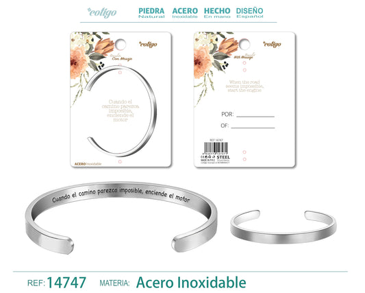 14747-Brazalete Acero con Mensaje Español