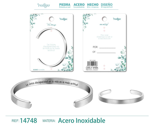 14748-Brazalete Acero con Mensaje Español