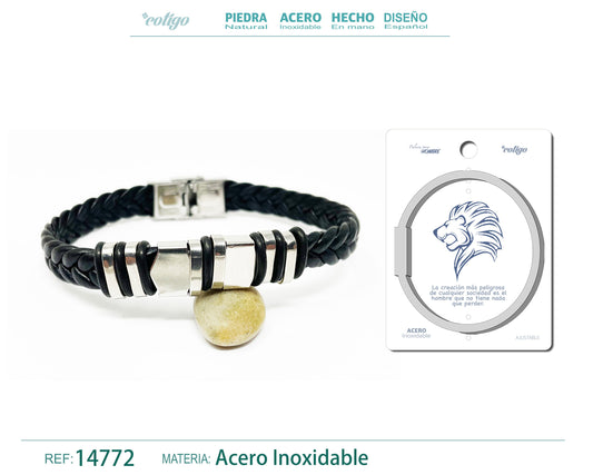 Pulsera Acero con Cuero sintético