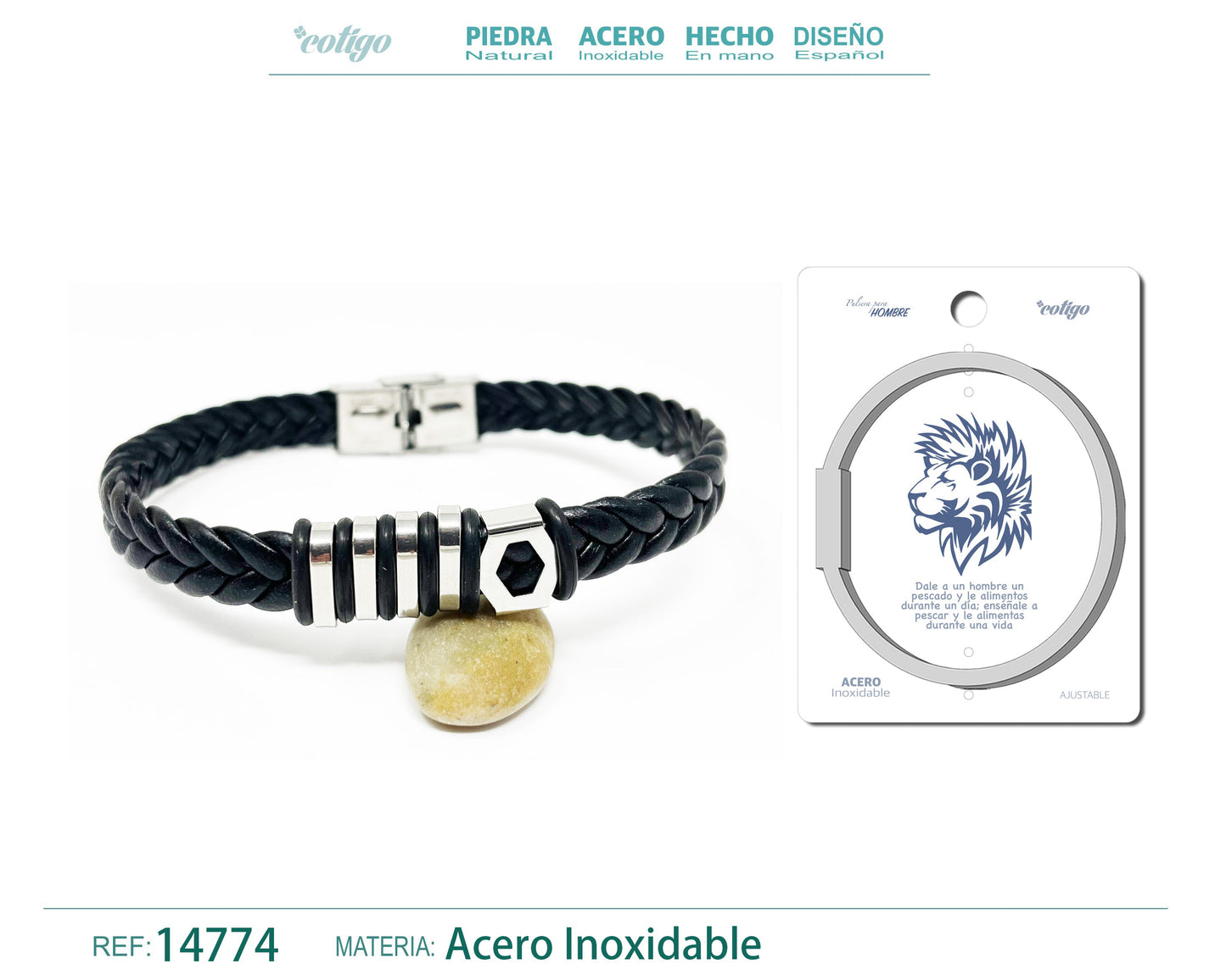 Pulsera Acero con Cuero sintético