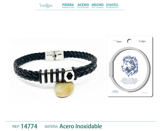 Pulsera Acero con Cuero sintético