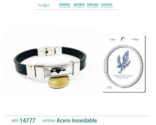 Pulsera Acero con Cuero sintético