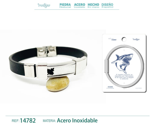 Pulsera Acero con Cuero sintético