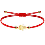 Pulsera de Hilo con Mano de Fátima en Acero detalle