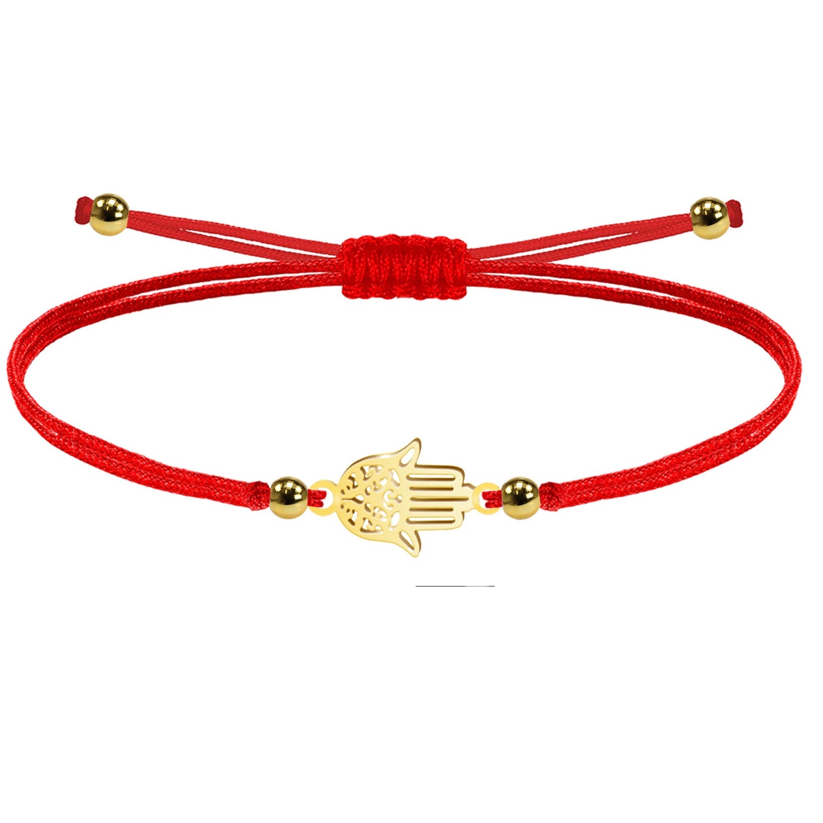 Pulsera de Hilo con Mano de Fátima en Acero