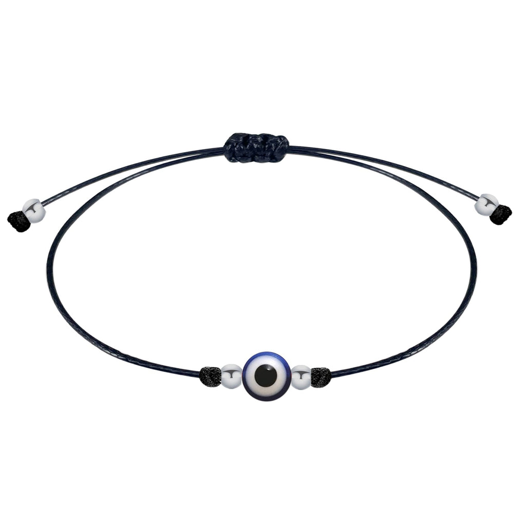 Pulsera Hilo Encerado con Ojo Turco en acabado negro – vista principal del diseño hilo encerado con ojo turco