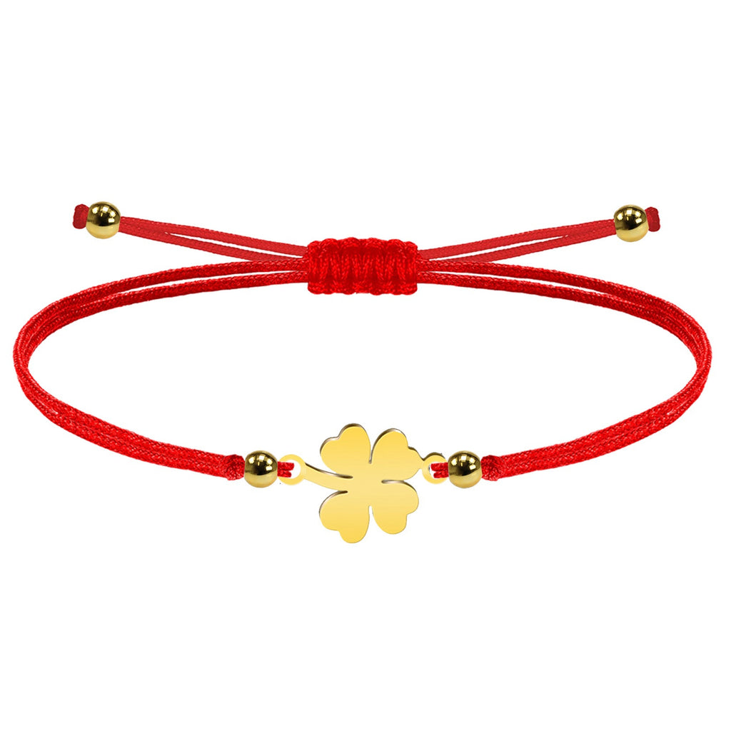 Pulsera de Hilo Encerado con Trébol de Cuatro Hojas en acabado dorado – vista principal