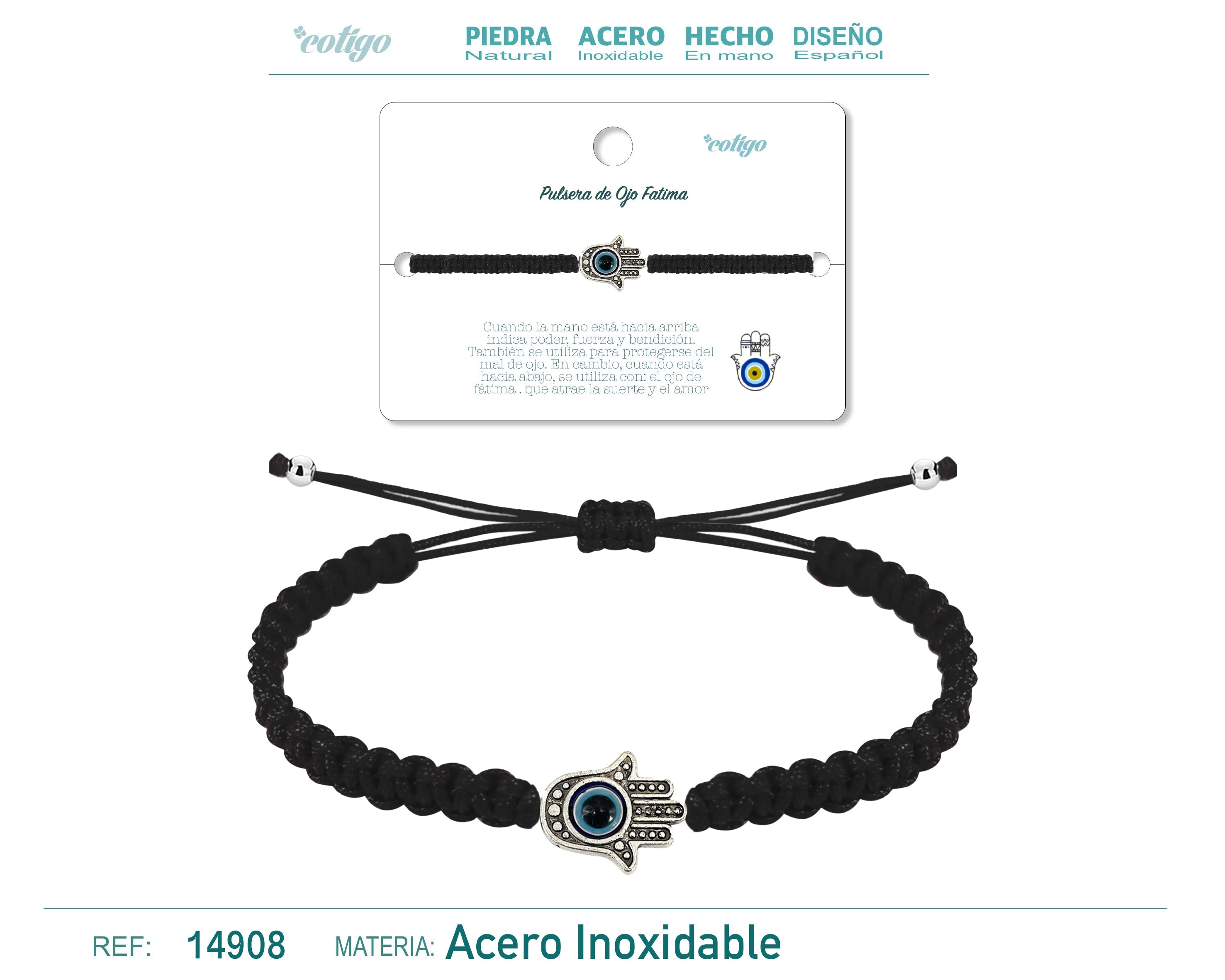 Pulsera Hilo trenzadoNegro-Mano Ojo - cotigo