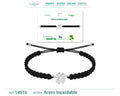 Pulsera Hilo trenzadoNegro-Trebol cuatro Hojas Plateado - cotigo