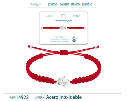 Pulsera Hilo Destino Rojo-Mano Fatima Plateado