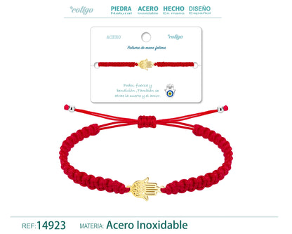 Pulsera Hilo Destino Rojo-Mano Fatima Dorado