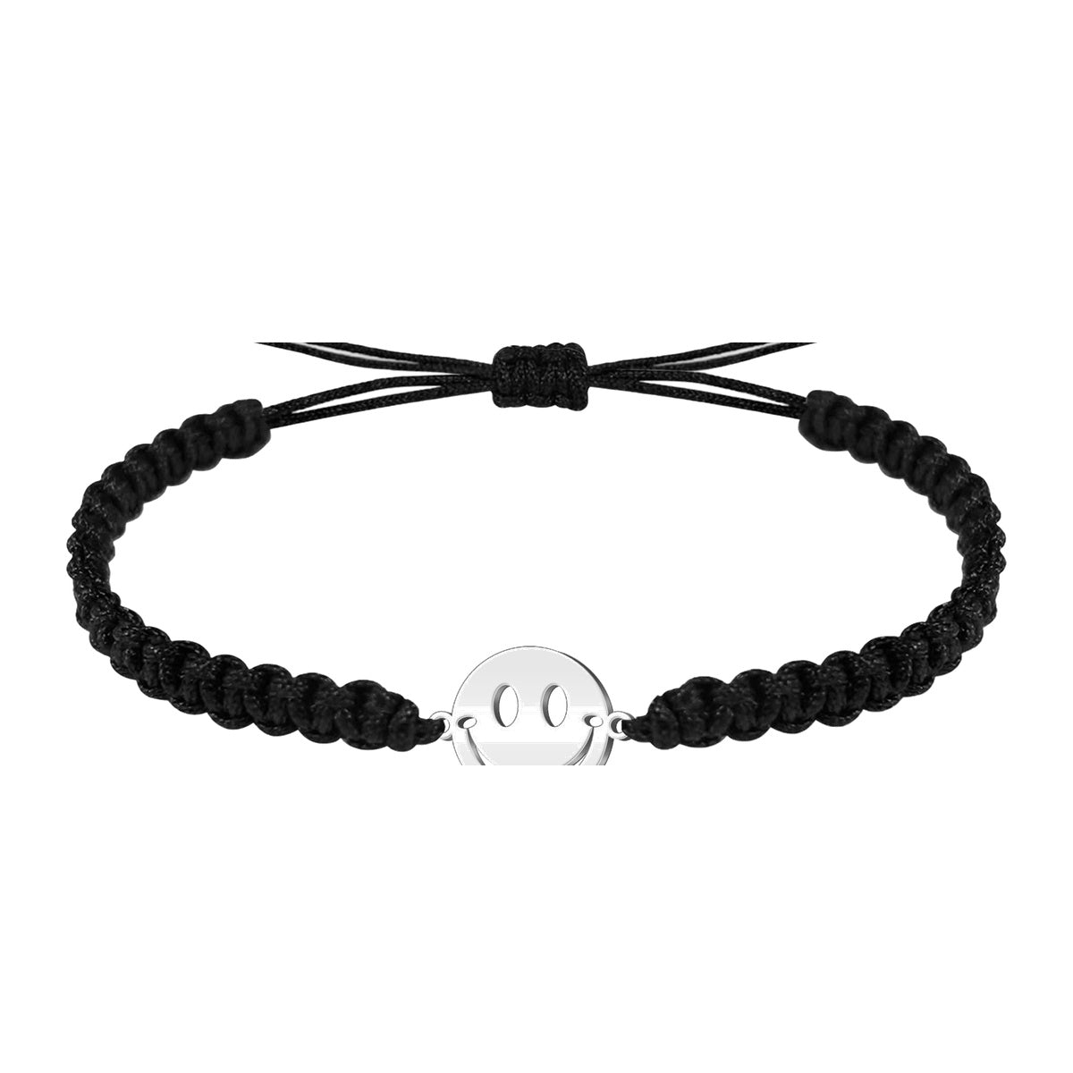 Pulsera Hilo Destino con Cara Sonriente Acero Plateado
