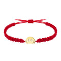 Pulsera Hilo Destino con Cara Sonriente Acero Dorado