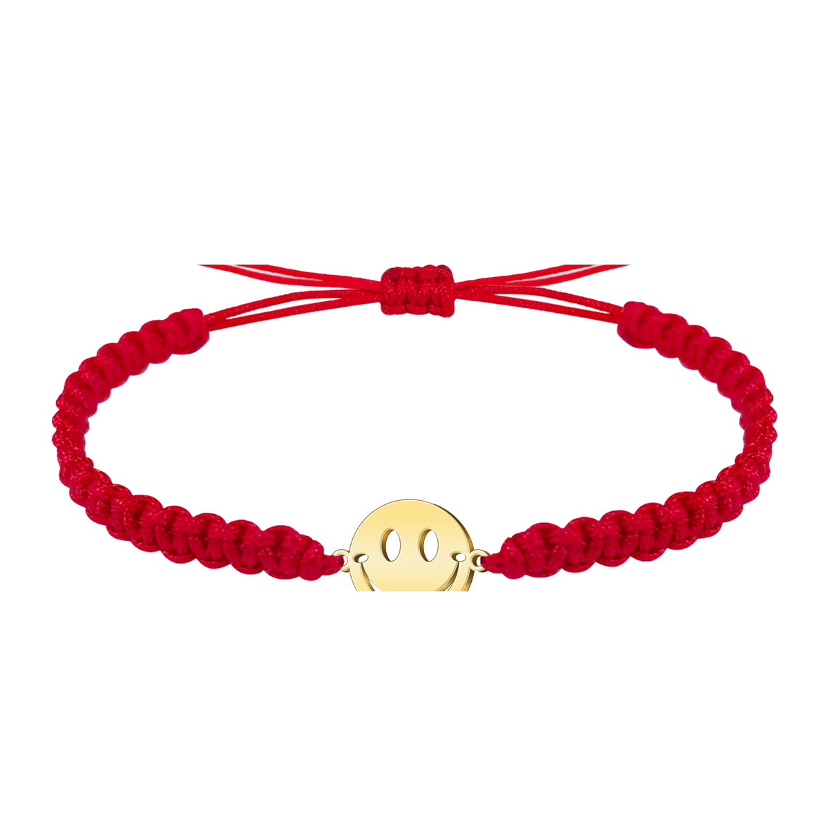 Pulsera Hilo Destino con Cara Sonriente Acero Dorado