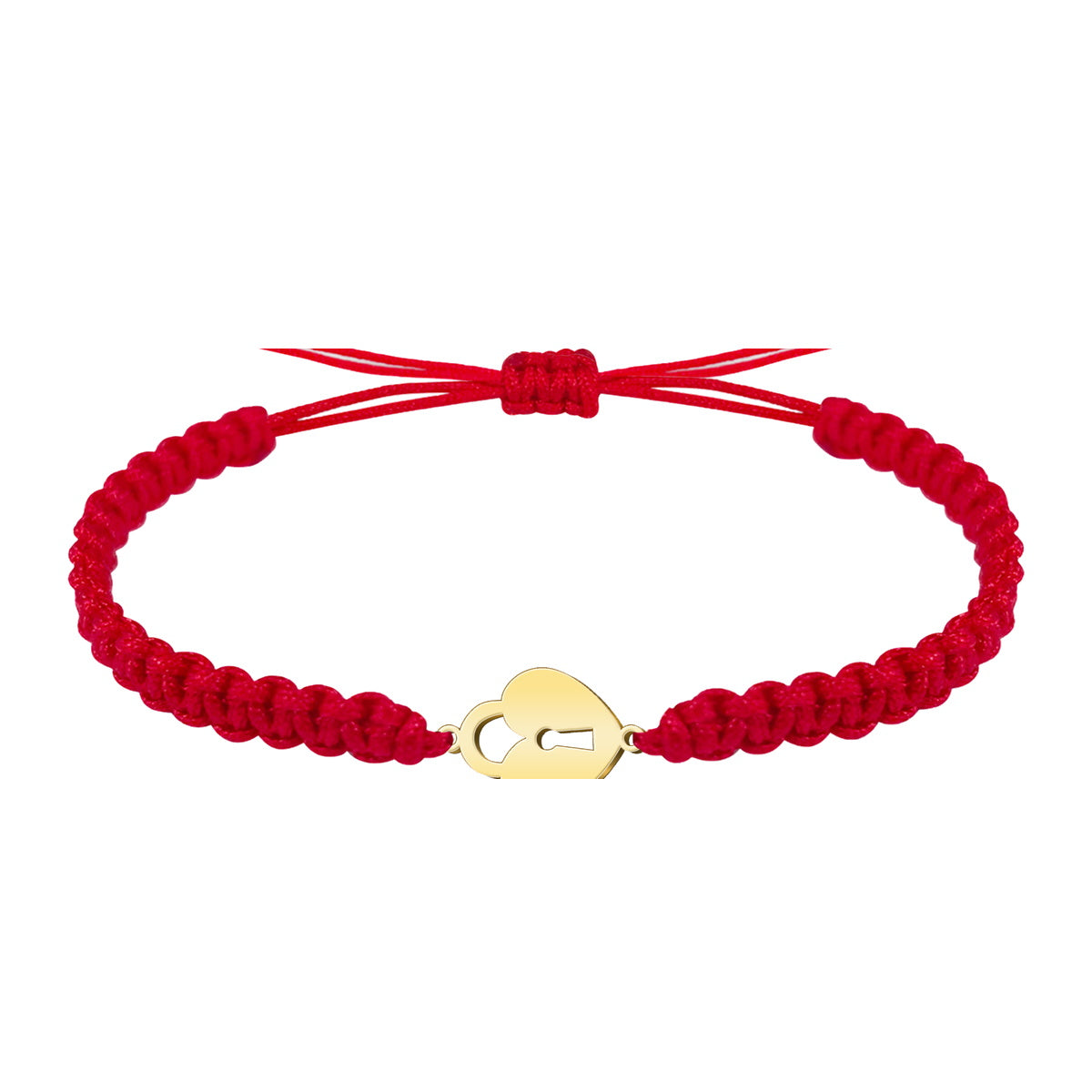 Pulsera Hilo Destino con Candado Acero Dorado