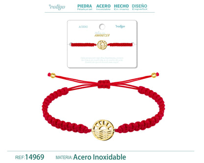 Pulsera Hilo Destino con Amanecer Acero Dorado