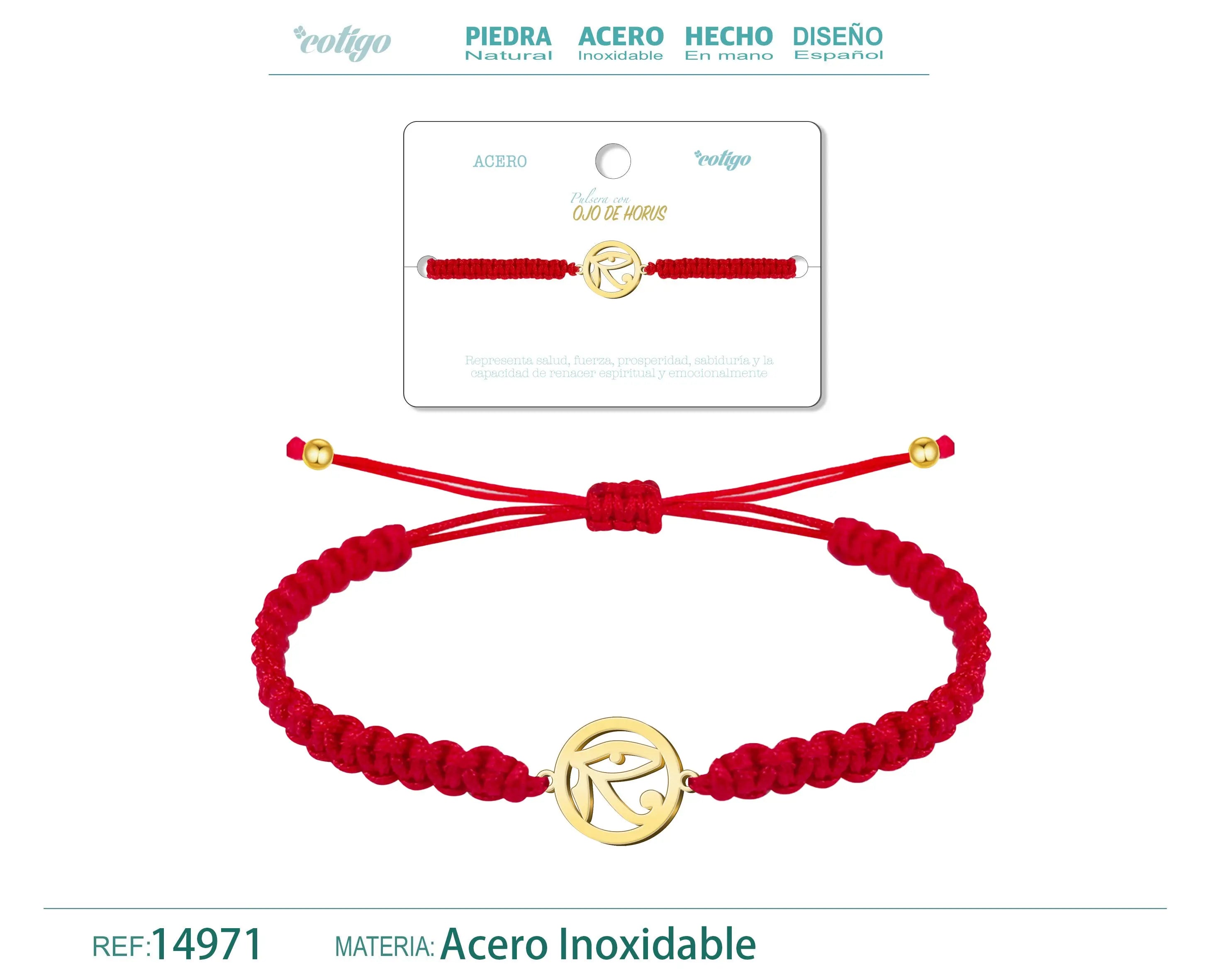 Pulsera Hilo Destino con Ojo de Horus Acero Dorado - cotigo