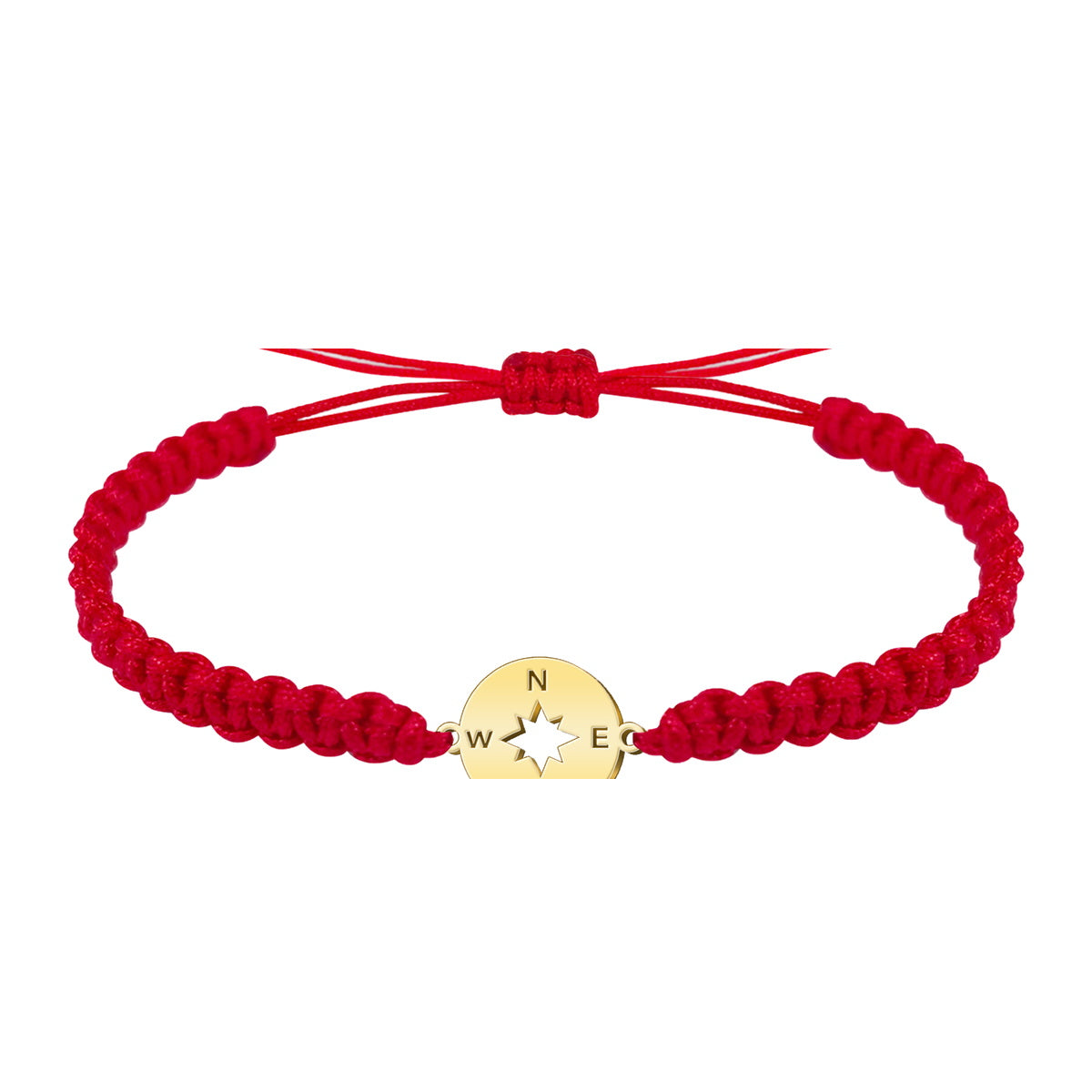 Pulsera Hilo Destino con Brújula Acero Dorado