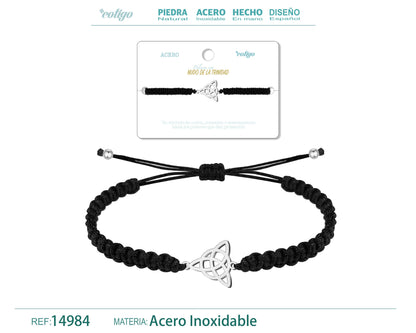 Pulsera Hilo Destino con Nudo de la Trinidad Acero Plateado
