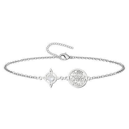 Colgante Tetragrammatón con Nudo de Bruja y Cuarzo Blanco – Amuleto de Protección y Luz en Acero Inoxidable