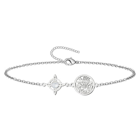 Colgante Tetragrammatón con Nudo de Bruja y Cuarzo Blanco – Amuleto de Protección y Luz en Acero Inoxidable