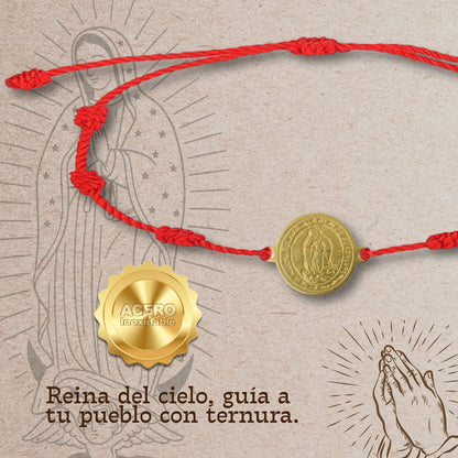 Pulsera 7 nudos con Virgen Guadalupe color Dorado