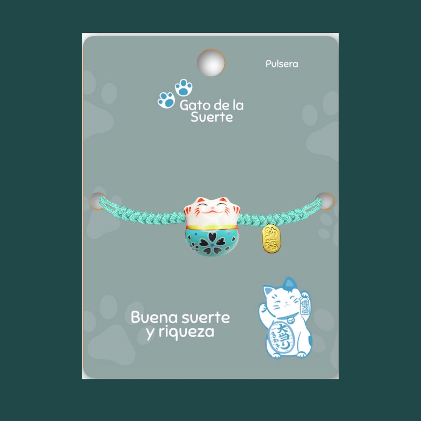 Pulsera Maneki-neko 🐱 |Pulsera Gato de la suerte| Amuleto de la suerte y protección | Hecha a mano con encanto oriental 💫