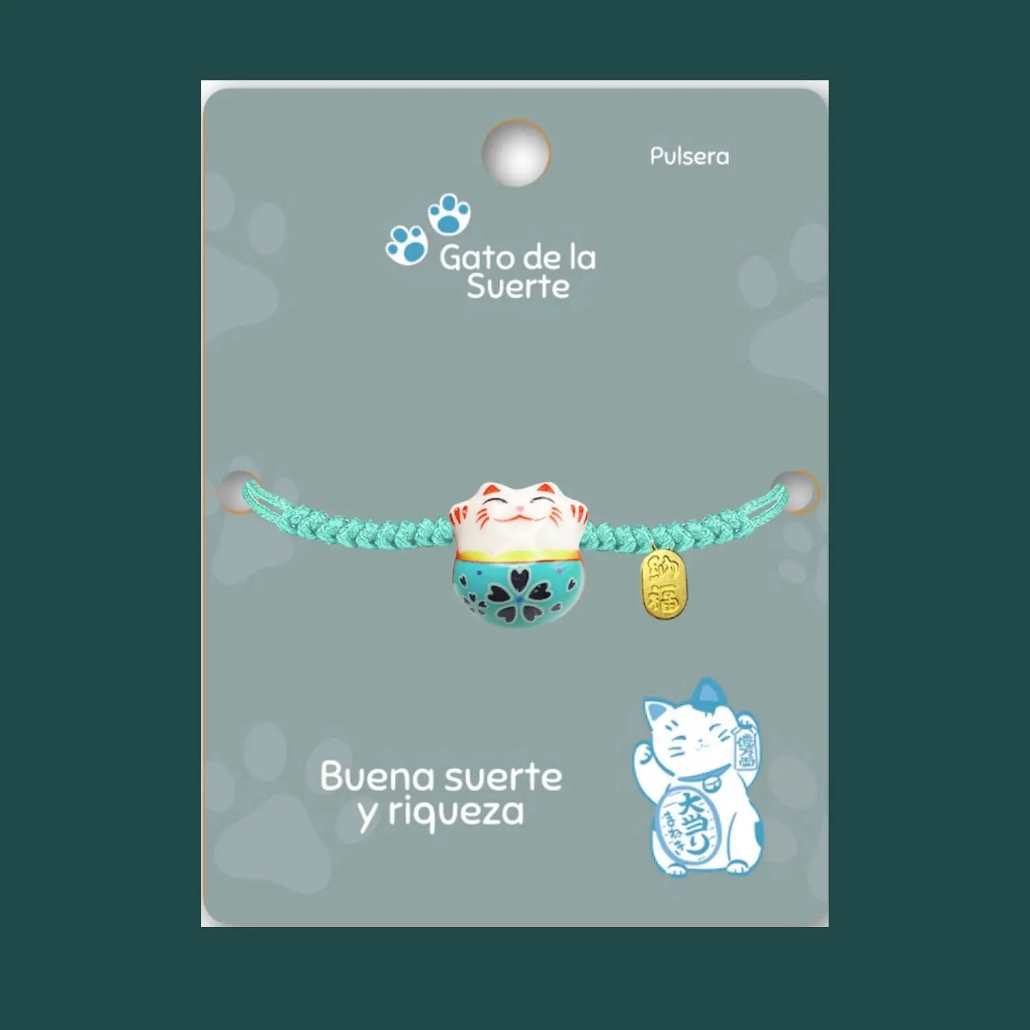 Pulsera Maneki-neko 🐱 |Pulsera Gato de la suerte| Amuleto de la suerte y protección | Hecha a mano con encanto oriental 💫 cotigo