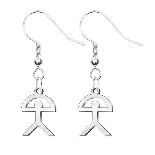 Pendientes con símbolo Indalo en acero plateado con diseño tradicional