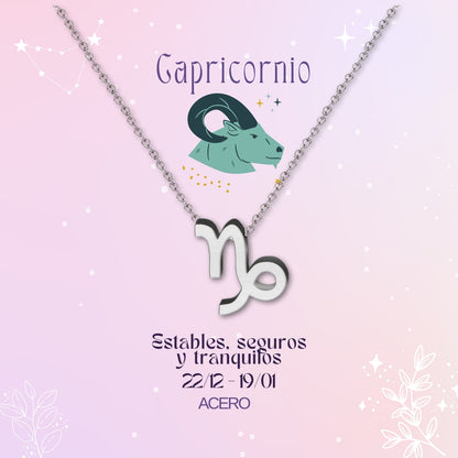 ✨Collar Zodíaco en acero inoxidable + Tarjeta con significado 💌 ¡Incluye pulsera 7 nudos y caja de regalo! 🎁✨