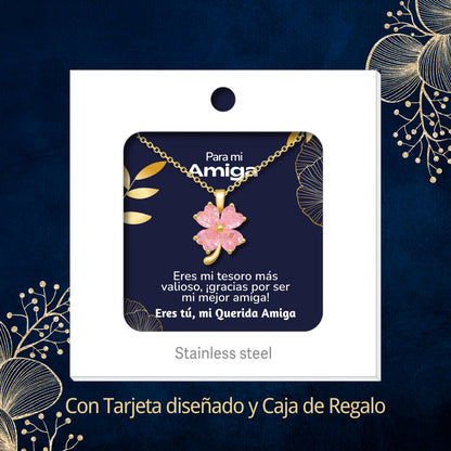 Collar Acero y  colgante Cobre con Piedra Circonita para Regalar a Amiga