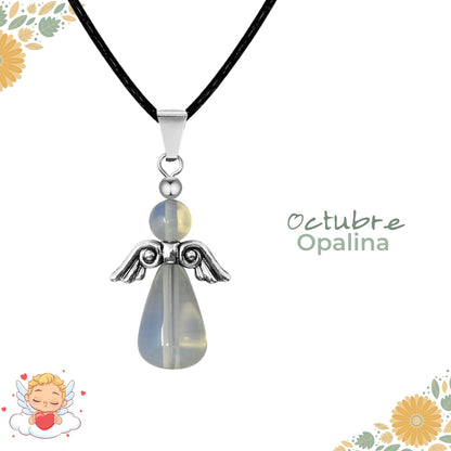 Regalo con intención 💖 Colgante Ángel de la guarda + piedra energética + tarjeta diseñada ¡y pulsera 7 nudos GRATIS!