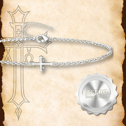 Pulsera Cruz de la Victoria Acero Plateado