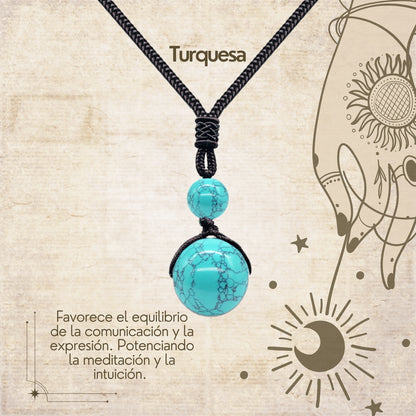 Colgante de piedra natural 14 mm 🌈 ¡Hecho a mano y con significado único! 🔮 Cuerda ajustable 40–70 cm