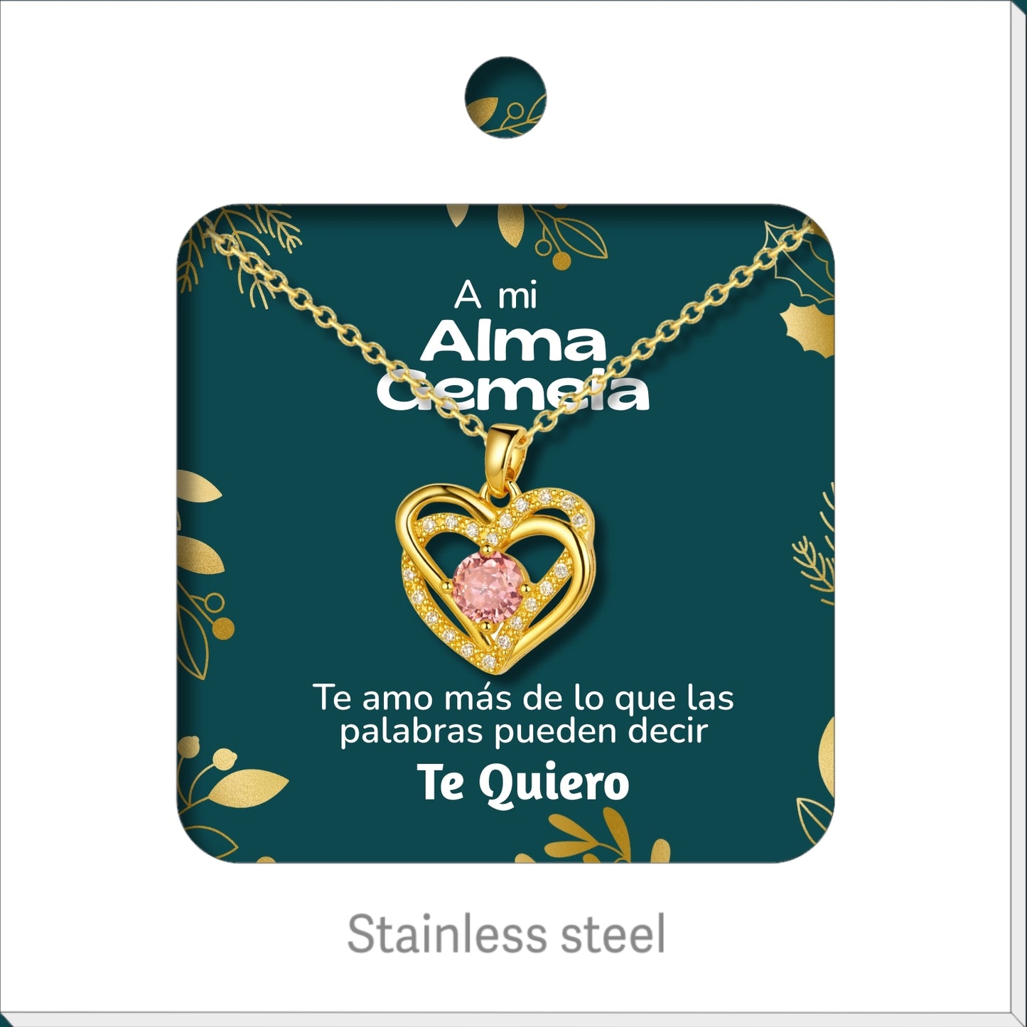 Collar Acero para Mujer con Tarjeta Diseñado , Colgante Con Circonita para Mamá,  Amor, Esposa, Amiga, Hija, Abuela. Regalo para Cumpleaños, Día de Madre, San Valentín, Navidad.