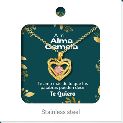 Collar Acero para Mujer con Tarjeta Diseñado , Colgante Con Circonita para Mamá,  Amor, Esposa, Amiga, Hija, Abuela. Regalo para Cumpleaños, Día de Madre, San Valentín, Navidad.