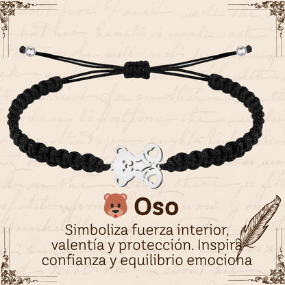 Pulsera Hilo Destino Hecho a Mano 🧵 con Amuleto de Suerte y Protección 🍀 en Acero Inoxidable 💎