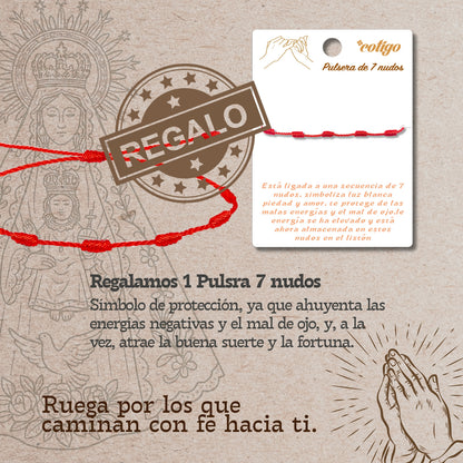 Pulsera 7 nudos con Virgen del Rocío Dorado