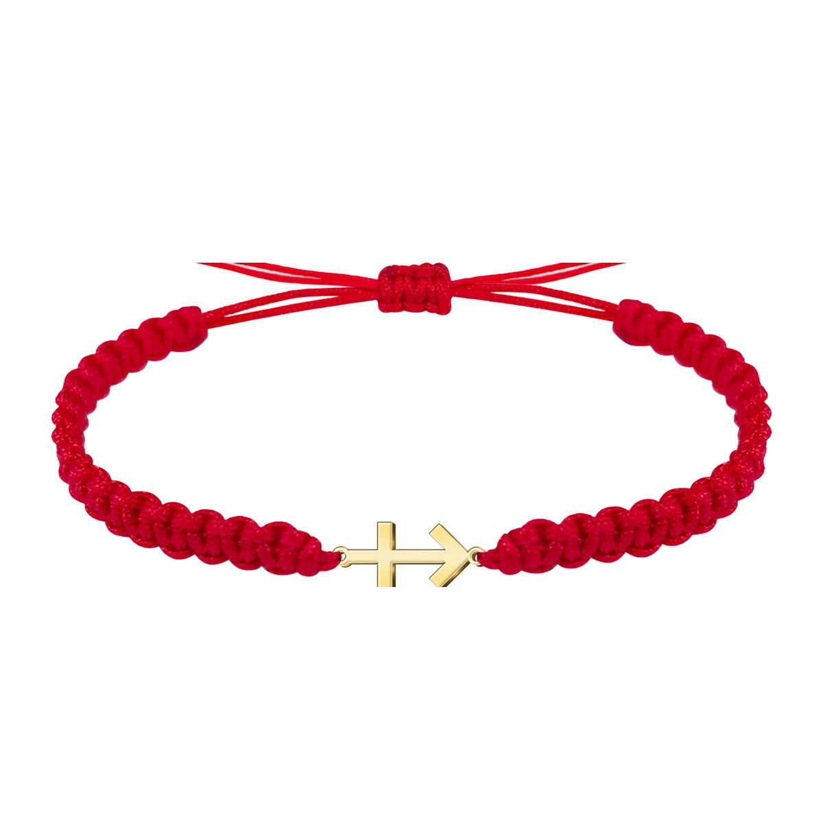 Pulsera Hilo Destino con Cruz Contra el Mal en Acero Dorado
