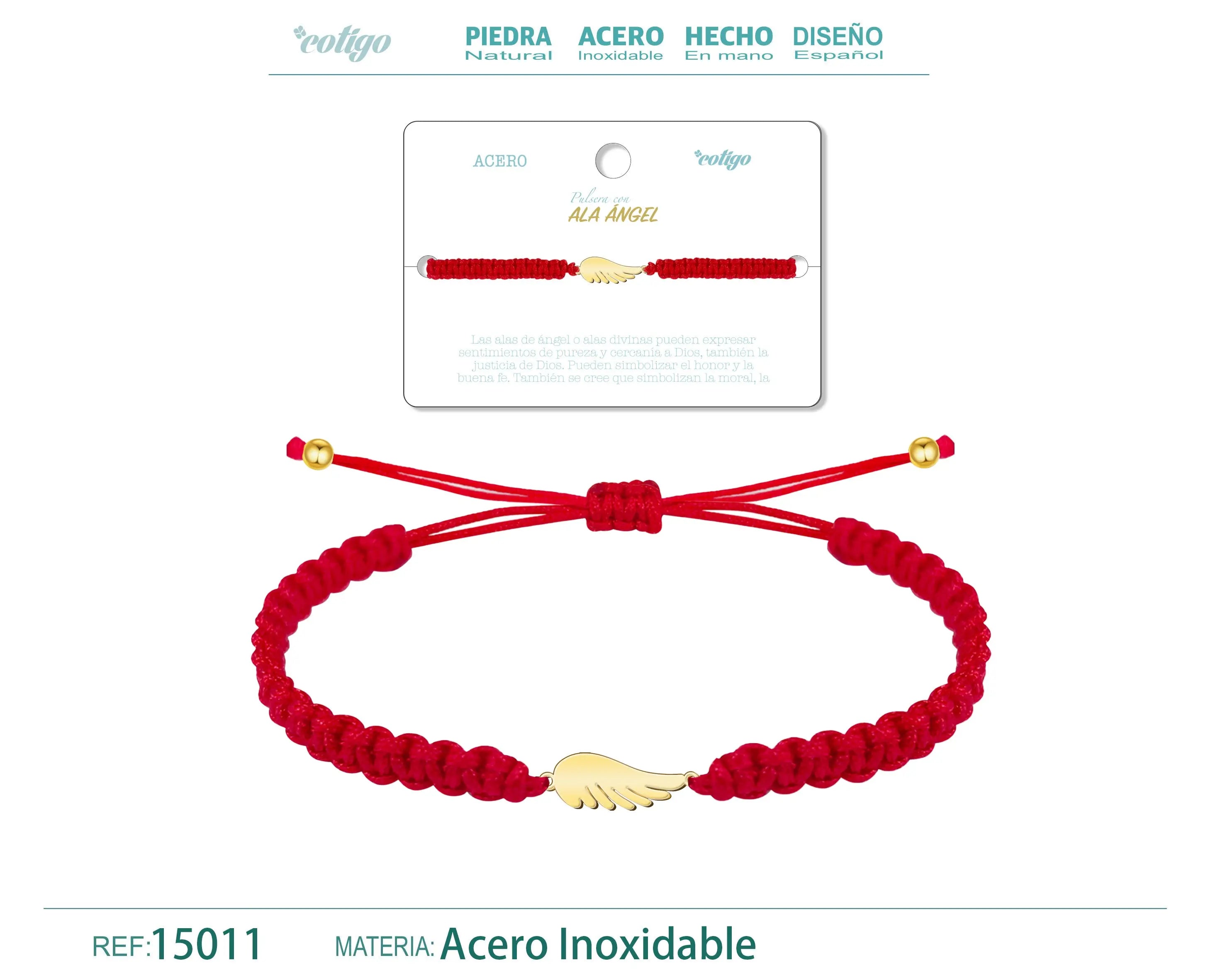 Pulsera Hilo Destino con Ala ángel Acero Dorado - cotigo