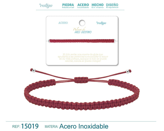 Pulsera Hilo destino color Rosa roja oscuro