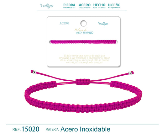 Pulsera Hilo destino color Rosa roja claro