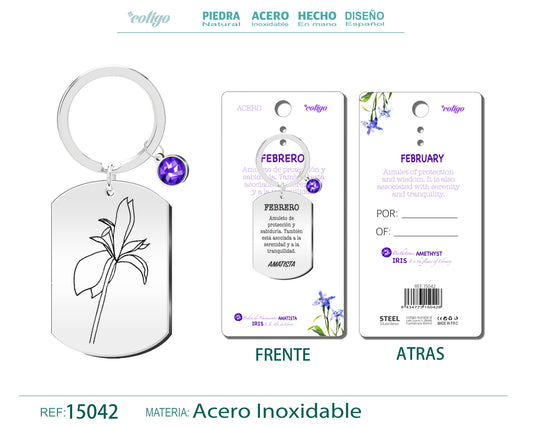 15042-Llavero Acero para Nacimiento de Febrero