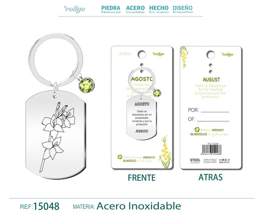15048-Llavero Acero para Nacimiento de Agosto