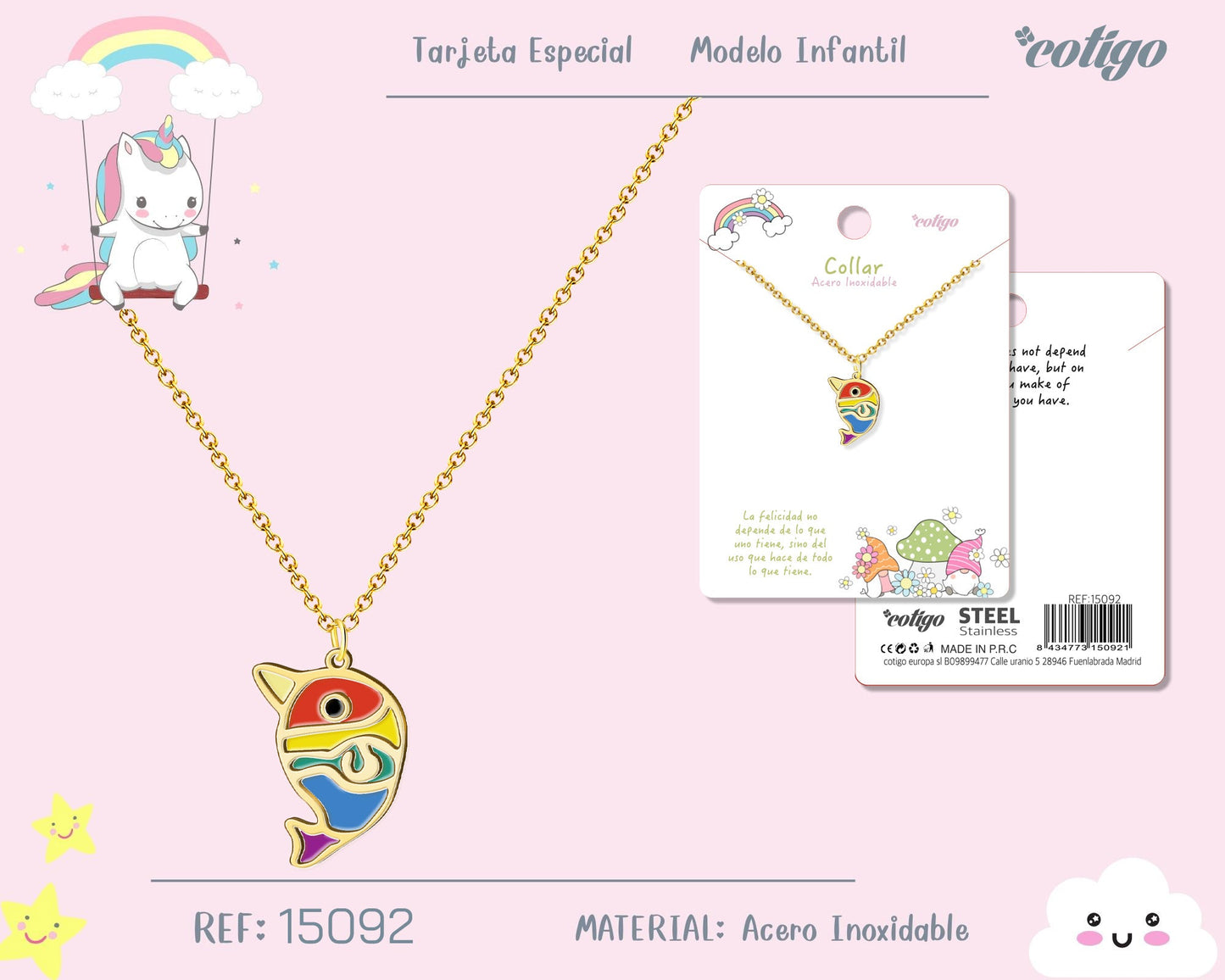 Collar Niña Acero color Dorado