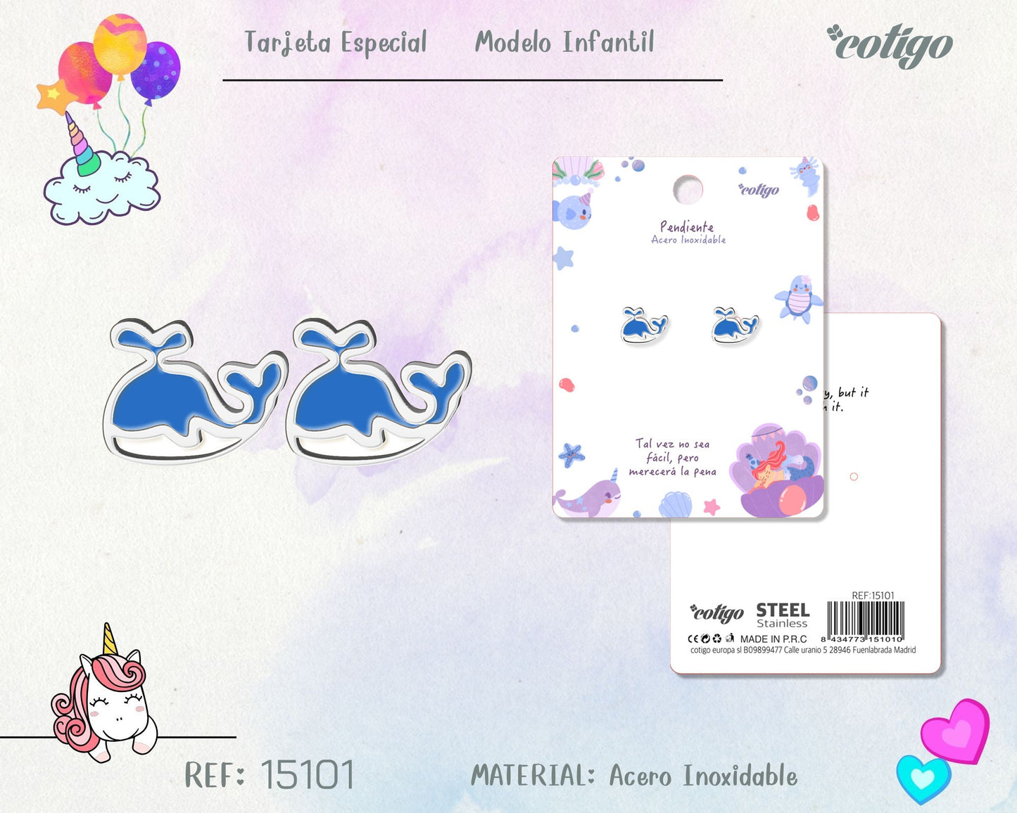 Pendiente para Niña Acero color Plateado