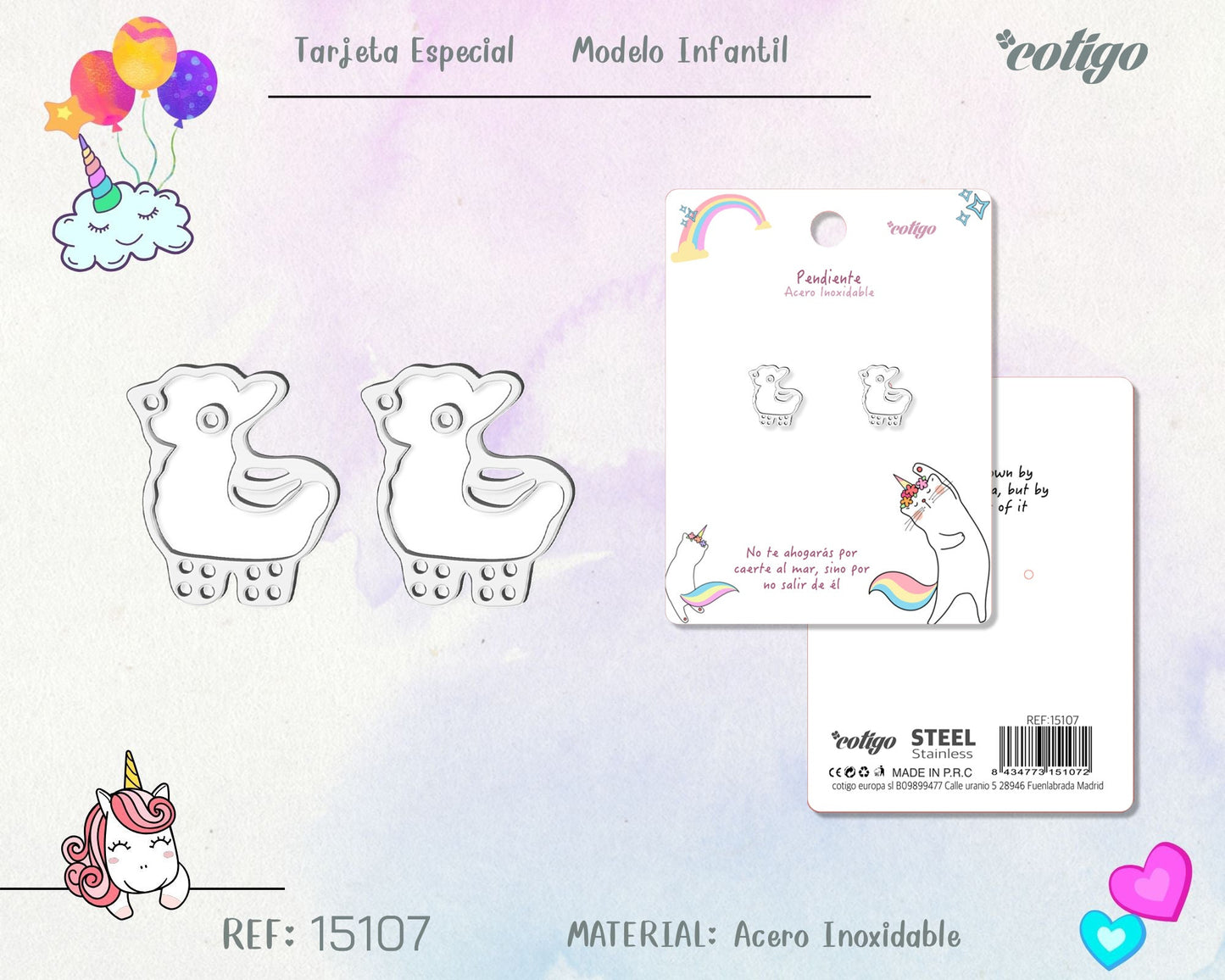 Pendiente para Niña Acero color Plateado