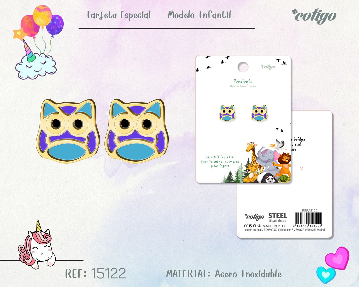 Pendiente para Niña Acero color dorado